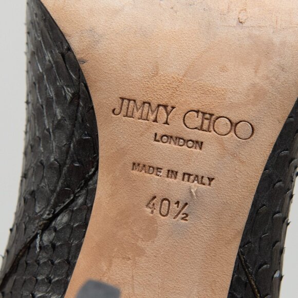 Jimmy Choo Snakeskin Mid-Calf Boots Pointed Toe Stiletto Heel Silver Size 40.5 - Picture 9 of 14